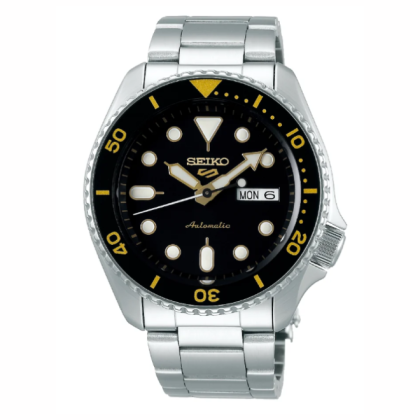 Seiko 5 Sports Superman SRPD57K1 Automatic 100M Black Dial Silver Stainless Steel Bracelet Men Watch
